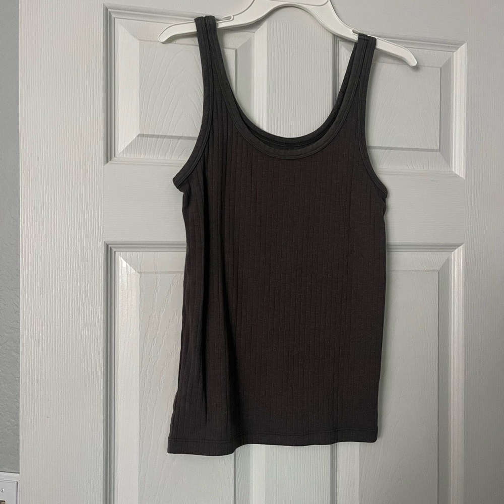 Aerie Charcoal Ribbed Tank Top